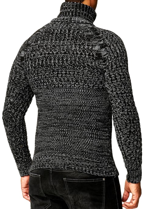 Side Button-Plated Coarse Knit Turtleneck Sweater - Image 4
