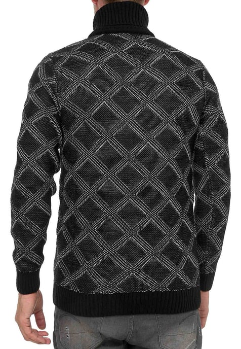 Coarse knit with check pattern Turtleneck sweater - Image 5