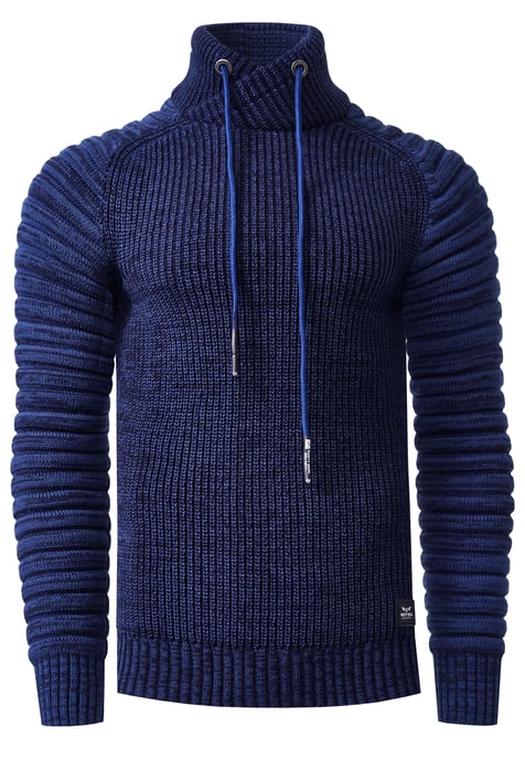 Biker Coarse Knit Standing Collar Sweater - Image 1