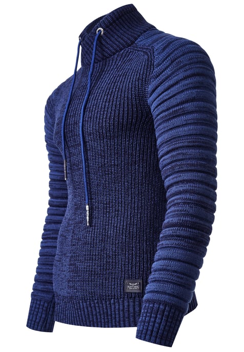 Biker Coarse Knit Standing Collar Sweater - Image 2