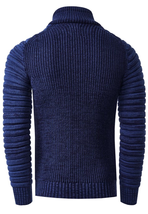 Biker Coarse Knit Standing Collar Sweater - Image 3