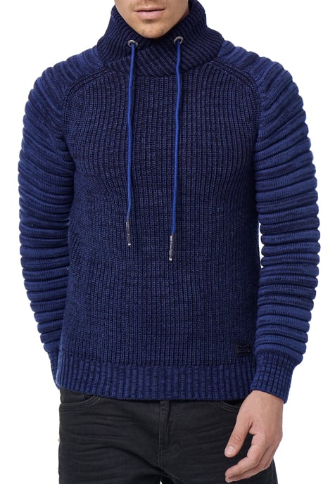 Biker Coarse Knit Standing Collar Sweater - Image 4