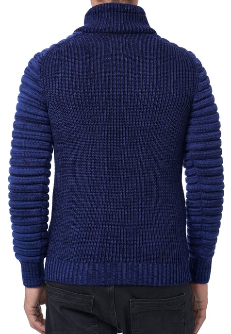 Biker Coarse Knit Standing Collar Sweater - Image 5