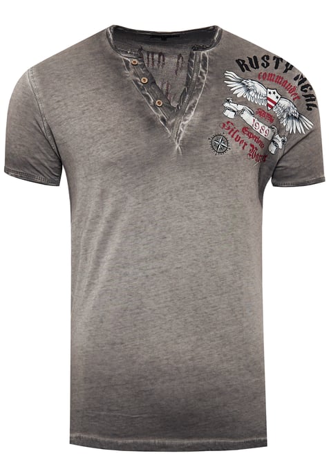 V-hals T-shirt met print aan de zijkant - Image 1