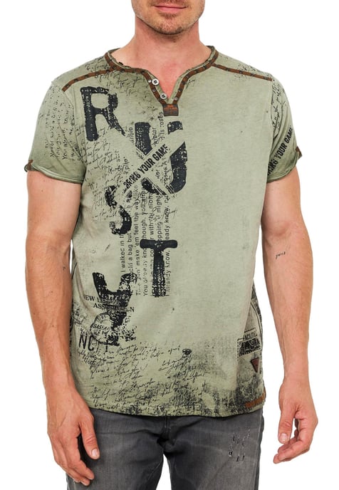 T-shirt met V-hals, suède details en een patroon van klinknagels - Image 4