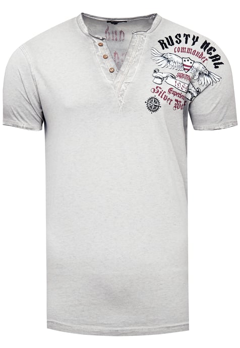 V-hals T-shirt met print aan de zijkant - Image 1