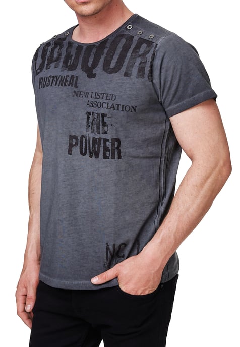 Gewassen T-shirt met dubbele knoopsluiting - Image 5