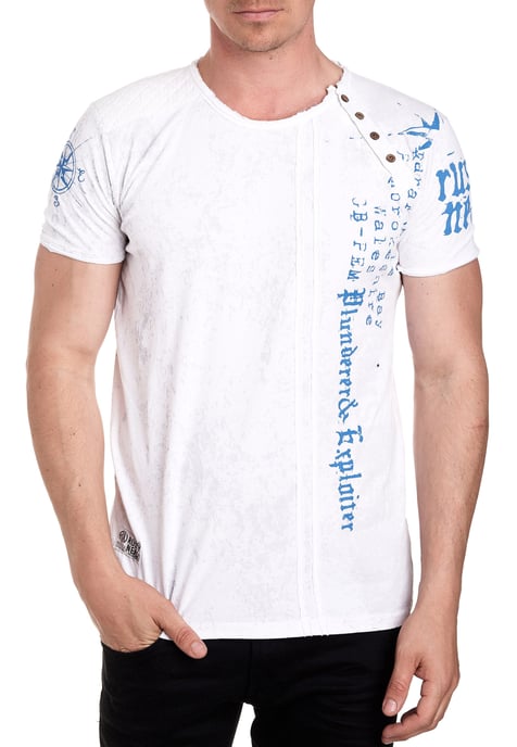 Round neck T-shirt with side button placket - Image 3