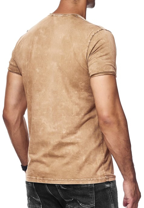 Olie-gewassen T-shirt met knoopjes aan de zijkant en prints - Image 5