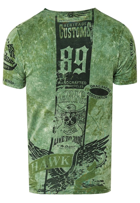 Gewassen biker T-shirt met voor- en achterkant bedrukt - Image 2