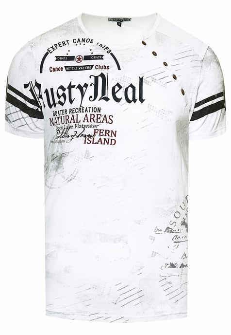 T-shirt met knoopjes aan de zijkant en een logo-print - Image 1