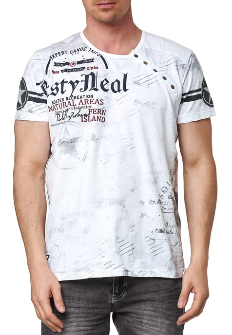 T-shirt met knoopjes aan de zijkant en een logo-print - Image 3