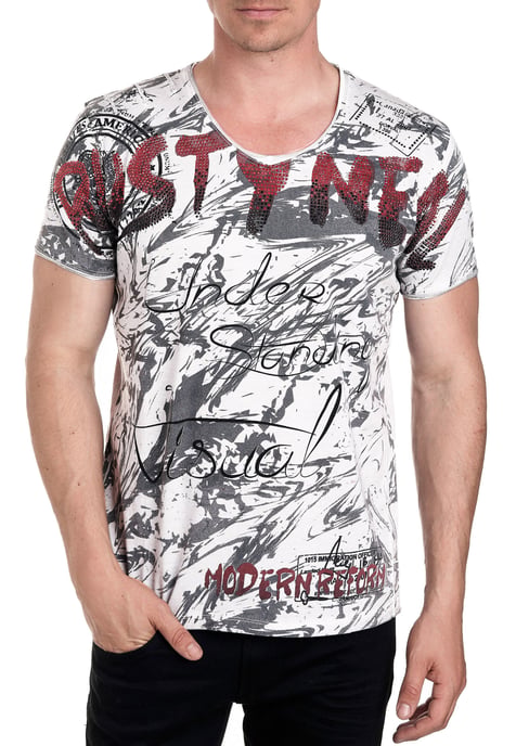 T-shirt met V-hals in strassontwerp - Image 3