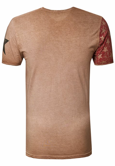 USA T-shirt met sterren en strepen en V-hals in gebruikte look - Image 2