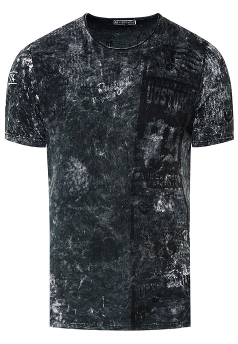 Gewassen biker T-shirt met voor- en achterkant bedrukt - Image 1
