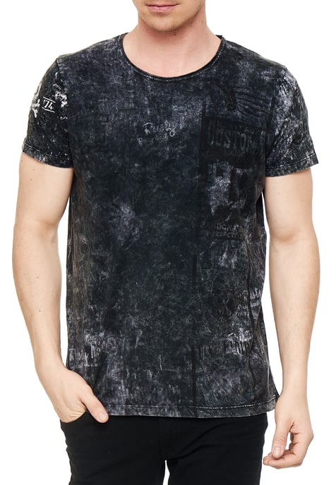 Gewassen biker T-shirt met voor- en achterkant bedrukt - Image 3