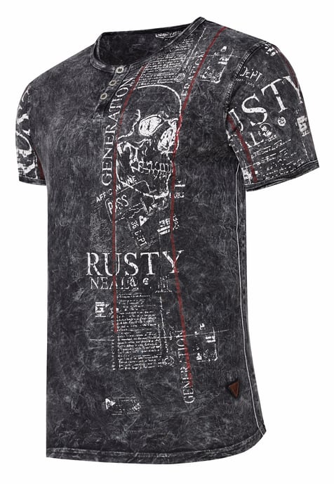 Henley T-shirt met knoopstreep en prints aan de voorkant - Image 2