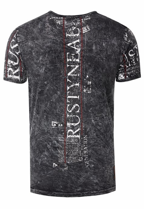 Henley T-shirt met knoopstreep en prints aan de voorkant - Image 3