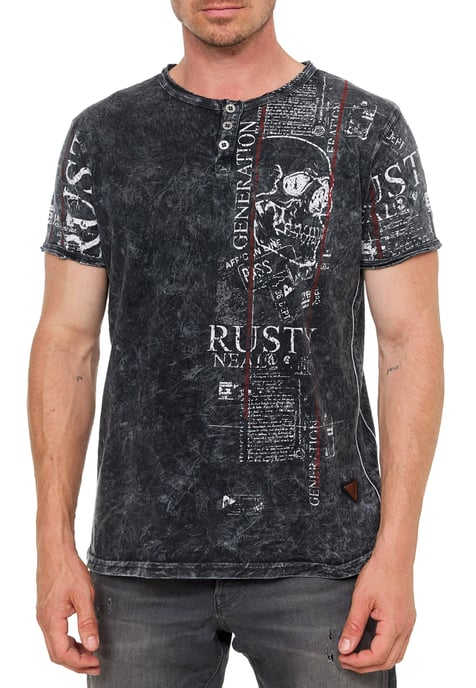 Henley T-shirt met knoopstreep en prints aan de voorkant - Image 4
