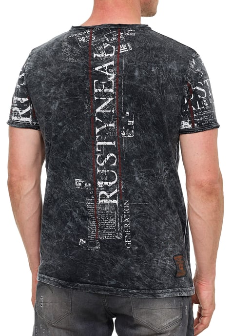 Henley T-shirt met knoopstreep en prints aan de voorkant - Image 5