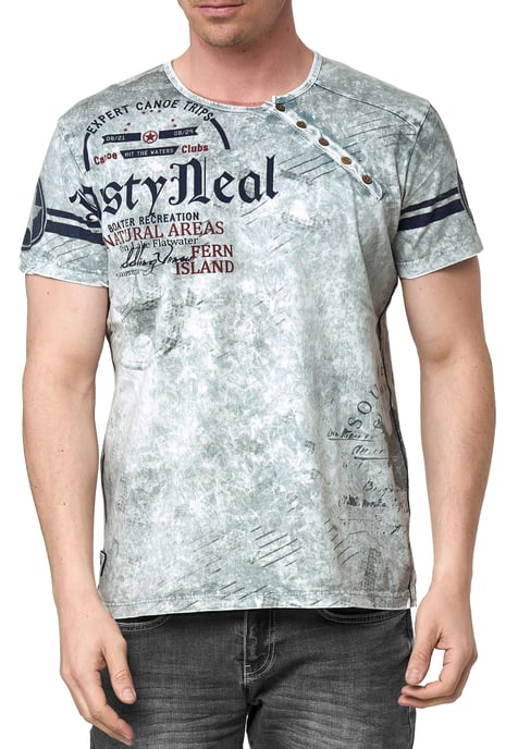 T-shirt met knoopjes aan de zijkant en een logo-print - Image 3