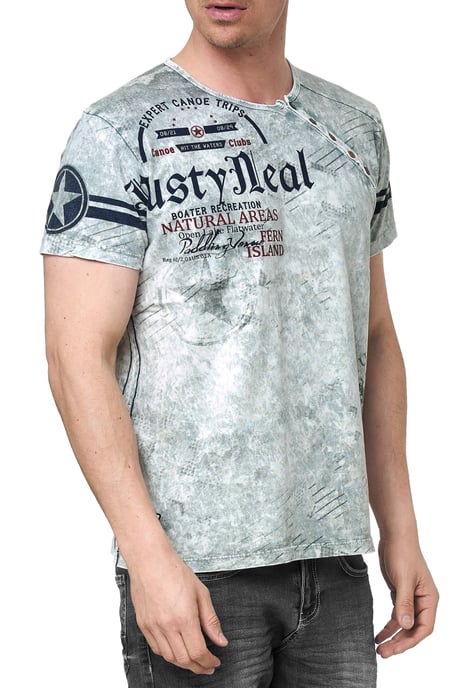 T-shirt met knoopjes aan de zijkant en een logo-print - Image 4