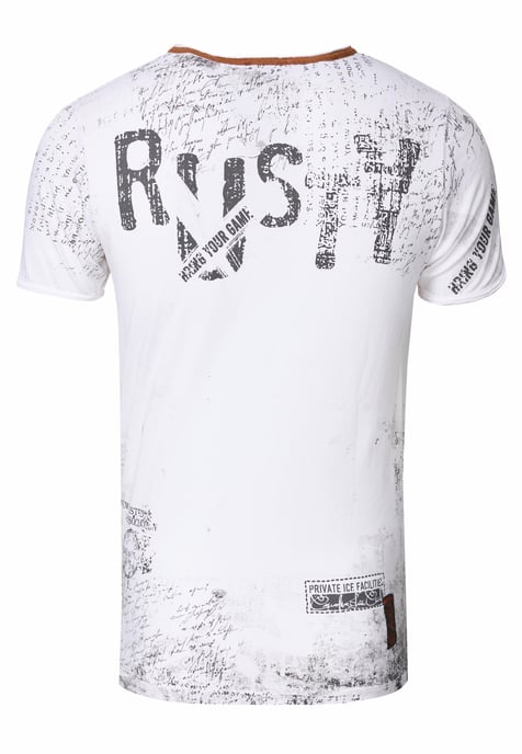 T-shirt met V-hals, suède details en een patroon van klinknagels - Image 3