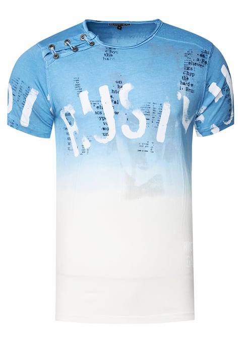 T-shirt Wash with gradient and side button strip - Image 1