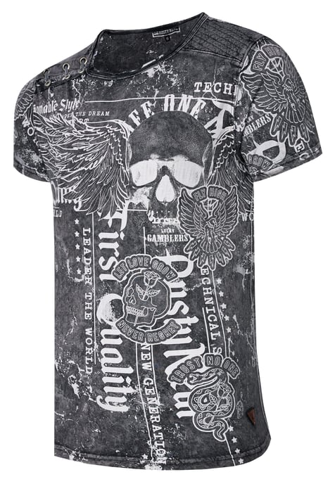 Gewassen T-shirt met "Flying-Skull" print - Image 2