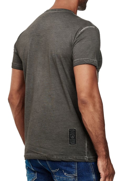 Olie-gewassen T-shirt met knoopsluiting - Image 4