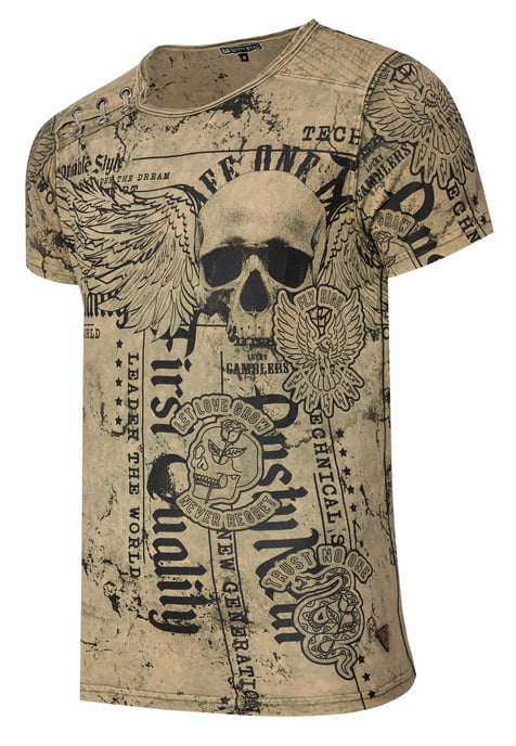 Gewassen T-shirt met "Flying-Skull" print - Image 2