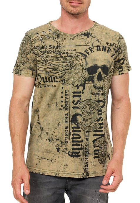 Gewassen T-shirt met "Flying-Skull" print - Image 4