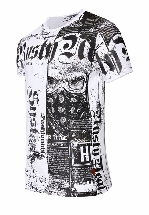 T-Shirt with American-Skull Westside Gang Banger Print - Image 2