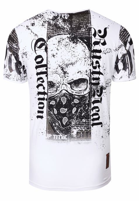 T-Shirt with American-Skull Westside Gang Banger Print - Image 3