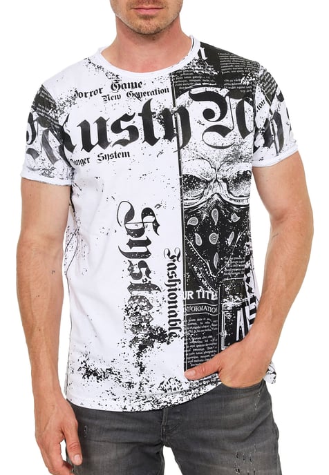T-Shirt with American-Skull Westside Gang Banger Print - Image 4