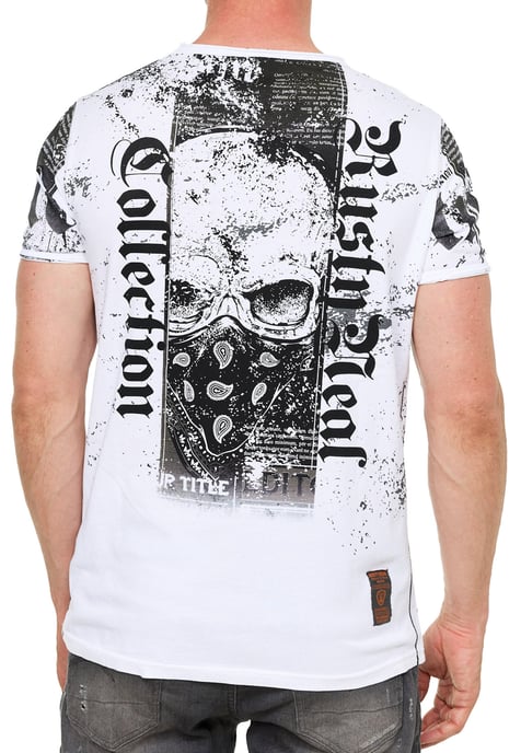 T-Shirt with American-Skull Westside Gang Banger Print - Image 5