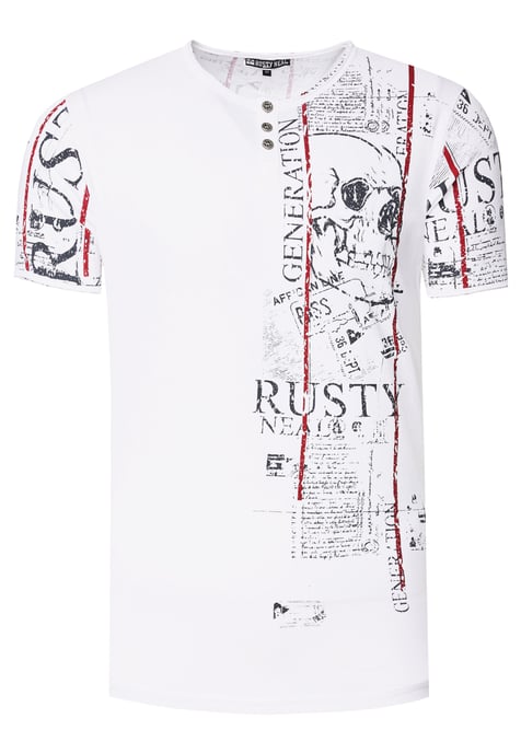 Henley T-shirt met knoopstreep en prints aan de voorkant - Image 1