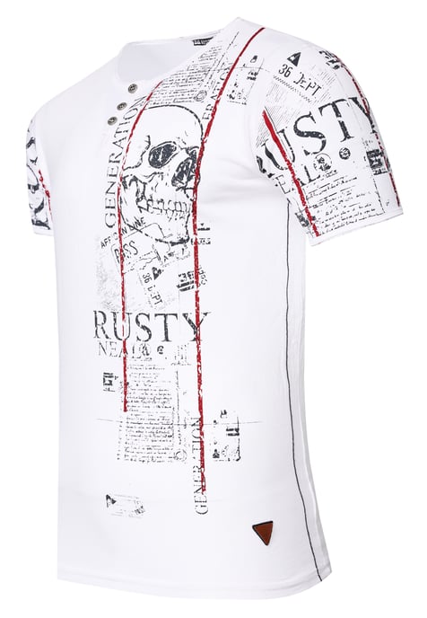 Henley T-shirt met knoopstreep en prints aan de voorkant - Image 2