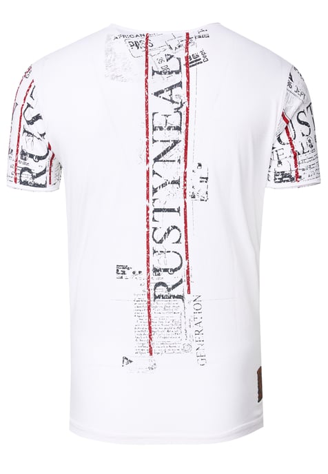 Henley T-shirt met knoopstreep en prints aan de voorkant - Image 3