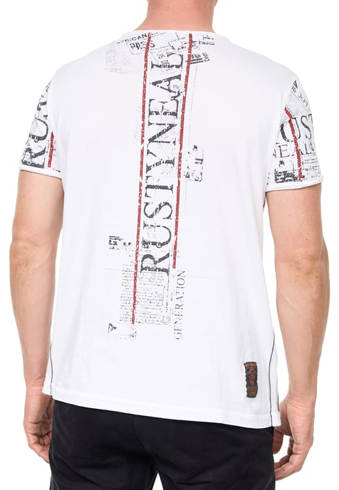 Henley T-shirt met knoopstreep en prints aan de voorkant - Image 5