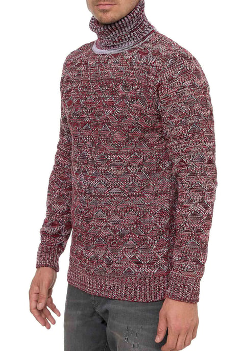 Contrast Coarse Knit Turtleneck Sweater - Image 4