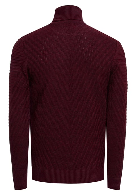 Fine knit V-pattern turtleneck sweater - Image 2