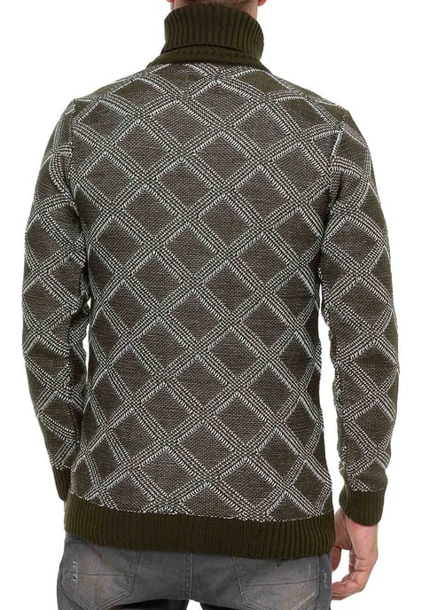 Coarse knit with check pattern Turtleneck sweater - Image 5