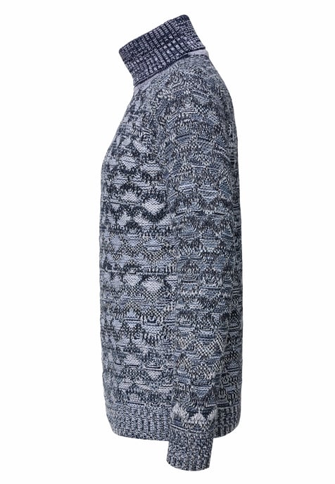 Contrast Coarse Knit Turtleneck Sweater - Image 2