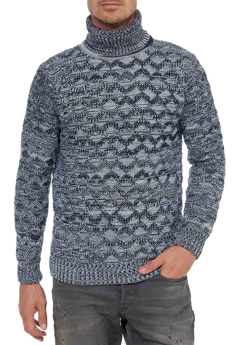 Contrast Coarse Knit Turtleneck Sweater - Image 4