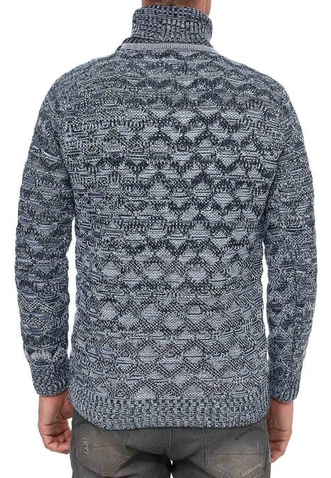 Contrast Coarse Knit Turtleneck Sweater - Image 5