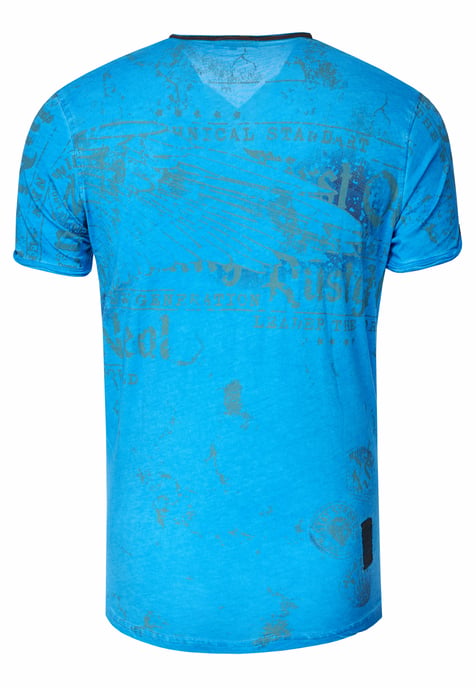 V-hals T-shirt met prints en suède Details - Image 2