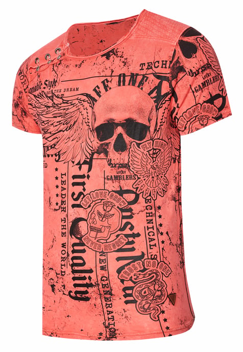 Gewassen T-shirt met "Flying-Skull" print - Image 2