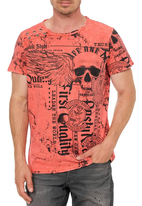 Gewassen T-shirt met "Flying-Skull" print - Image 4