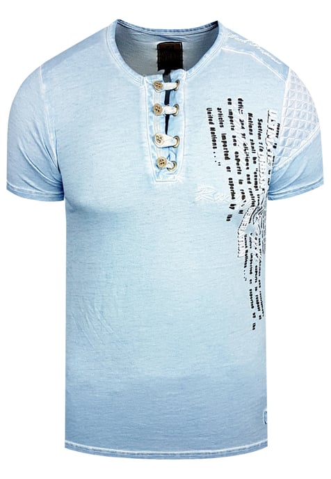 Olie-gewassen T-shirt met knoopsluiting - Image 1